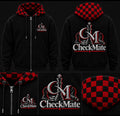 Embroidery Black and Red Checkerboard Zip-Up Hoodie